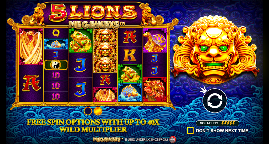 5 Lions Megaways game splash screen