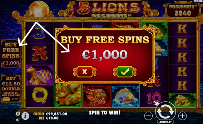 Purchase of free spins